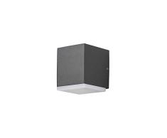 Konstsmide 7990-370 Monza - Lámpara de Pared para Exteriores (Forma Cuadrada, LED, Alta Potencia, 1 Bombilla LED de 6 W, Lente de acrílico Esmerilado opalino, Aluminio, IP54, luz Exterior, Antracita)