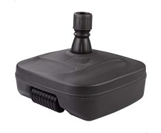 Aktive 61134 - Base sombrilla terraza exterior rectangular negra, Resistente al agua y a los rayos del sol, Base parasol con depósito de agua o arena, Con rueda para fácil traslado