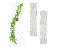 Relaxdays Juego de 3 enrejados, Extensibles, para Plantas trepadoras, jardín, balcón, terraza, 250 cm, plástico, Color Blanco