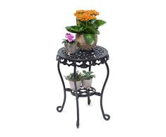 Relaxdays Taburete Redondo para Plantas, tamaño M 41 x 30 x 30 cm, Hierro Fundido