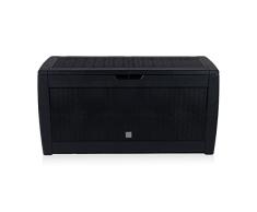 Living Style Garden - Caja de almacenaje (310 L), diseño de ratán, color negro