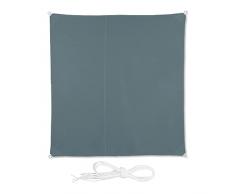 Relaxdays Toldo Vela Cuadrado, 3 x 3 m, Hidrorrepelente, Anti-UV, con Cuerdas, Jardín, Terraza, Balcón, Piscina, Gris