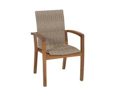 greemotion Silla Toledo con respaldo y asiento cómodo para jardín, terraza, balcón o patio, Madera de acacia FC 100 %, 58/90/63 cm, Marrón/beis