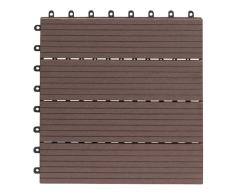EVERFLOOR WPC 4600-1000-003 - Baldosas de patio perfil macizo color teca, 10 piezas, 30 x 30 cm (aprox. 0,9m2)