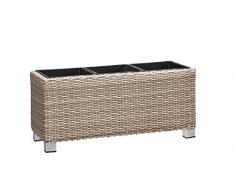Jardinera Gartenfreude, separador de ambientes, polyrattan para interior y exterior, inserto de plástico con pies de aluminio, natural, 78x27x34 cm, 4000-1072-062