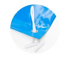 Cubierta de piscina invierno de 10,30x4,30metros. (En una piscina de 10x4metros la lona cubriría 15cm sobre todo el contorno de la piedra de coronación). Azul(exterior)/Negro(interior)