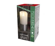 Konstsmide Vela con batería/luz 3D Living Light/llama móvil parpadeante funciona con pilas/cera real/temporizador de 4 u 8 horas/detalle plateado / 20,5 cm de alto x 7,5 cm/blanco cálido
