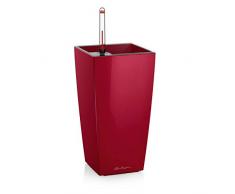 Sembradora de sembradoras de mesa Lechuza MAXI-CUBI con sistema de riego de la tierra, rojo escarlata de alto brillo, 14 x 14 x 26 cm