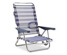 SOLENNY Silla de Playa Cama Plegable Reclinable 4 Posiciones con Respaldo Bajo y Asas 81x62x86 cm 4 Posiciones Tejido lavable y Pies Estabilizadores para Mayor Seguridad