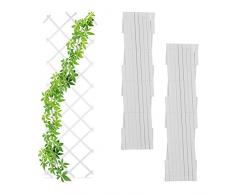 Relaxdays Juego de 3 enrejados, Extensibles, para Plantas trepadoras, jardín, balcón, terraza, 180 cm, plástico, Color Blanco
