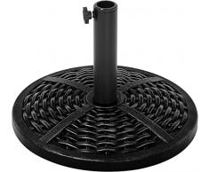 Mondeer Soporte para sombrilla, plástico, 12 kg, con Aspecto de ratán, 38-48 mm, Retro, Redondo, Color Negro
