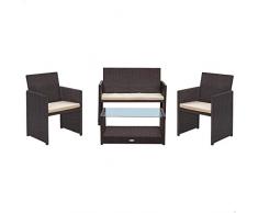 Aktive 61070 - Conjunto jardín exterior, muebles para jardín y terraza ratán, Muebles terraza exterior, incluye 2 sillones jardín exterior, 1 sofá exterior y 1 mesa terraza exterior