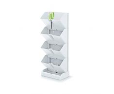 Prosperplast Macetero Vertical Mini Cascade de plástico en Color Blanco 19,5 (Largo) x 11,4 (Ancho) x 47,5 (Alto) cm con Tijeras de Jardin