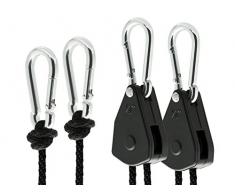 TRAFIKA Rope Ratchet 1 Par / 2 Uds / POLEA Hidroponía Ultra Resistente (hasta 68 KG) para Reflectores y Filtros de Carbono de Armario de Cultivo de Interior/ ROPE RATCHETS / POLEAS
