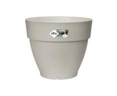Elho Vibia Campana Round 30 - Macetero por Exterior - Ø 29.8 x H 25.8 cm - Blanco/Silky White