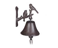 Relaxdays Campana de Pared, Adornos con Forma de pájaro, Estilo rústico, Decoración de jardín, Marrón