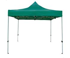 AKTIVE 61139 - Cenador Plegable para Exterior Verde, Toldo Medidas 3x3cm, Regulable en Altura 3,20/2,20cm, Protección UV e Impermeable, de Acero, Incluye Bolsa de Transporte, Carpa para Playa