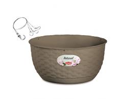Stefanplast 2075972 Natural Olla de Flores Pendant con Sistema de Auto-arrosage Gris tórtola 30 x 14,5 cm
