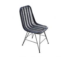 Chillvert Silla Parma Rattan Natural Color Negro con Estructura METÁLICA (46x60x92CM) Plegables para Exterior, Ratán, Multicolor