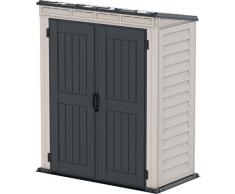 Duramax - caseta cobertizo jardín - YARDMATE PENT PLUS 5x3 - Resina PVC - color gris claro y oscuro - 1.7 x 2.0 x 0.9 metros - incluye suelo