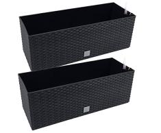 2 unidades de jardinera rectangular 17 litros con autorriego color antracita 52 x 20 x 19 cm