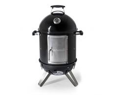 Barbecook Ahumador Barbacoa Oskar S 2 en 1, ahumador y Barbacoa para ahumar en frío y en Caliente, con Parrilla Ø 40cm, Negro, 58x50x86cm