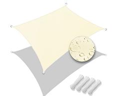 VOUNOT Toldo Vela de Sombra Rectangular 3 x 5 m, Toldo Parasol Terraza Protección Rayos UV Impermeable, para Exterior, Jardín, Patio, Beige
