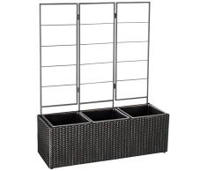 Amazon Basics Maceta de mimbre con revestimiento interior de plástico, 3 cubos, 96,5 cm, negra