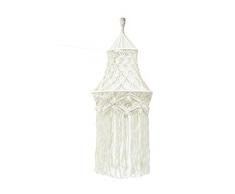 Mimbre Natural LAMPARA Colgante Macrame.Colgante de macramé Blanco con Bonito Trenzado. Ideal para la decoración del hogar.(30×30×85)
