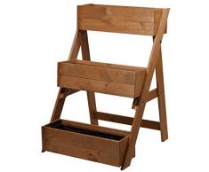 dobar® 29420FSC - Escalera para Plantas de Tres Niveles, de Madera Maciza, para Flores con 3 jardineras, Jardinera para jardín/terraza/balcón, 60 x 70 x 90 cm, Color marrón