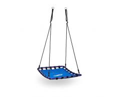 Relaxdays Columpio Jardín Nido Rectangular hasta 113 kg, Nailon y Metal, Azul y Negro, 153 x 98 x 74 cm
