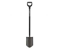 Fiskars Pala de jardín, Puntiaguda, Pala para terrenos duros y pedregosos, Longitud: 125 cm, Acero al boro de calidad adecuada, Gris/negro, Ergonomic, 1070639