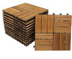 SAM Juego de 33 baldosas de Madera 02 para 3 m², baldosa de Madera de Acacia, baldosa con 12 Listones para jardín, terraza, balcón, Suelo con subestructura de Drenaje