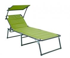 HOMECALL - Tumbona con parasol, de aluminio, acolchado de textileno 2 x 1, bolsillo lateral, espuma de secado rápido, talla XXL (200 x 70 cm), color verde