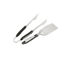 Dehner 4032629 Barbacoa Cubiertos, Pinzas de Barbacoa y Parrilla Espátula, Plata, 47,5 x 17 x 6 cm