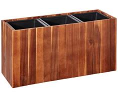 Amazon Aware Jardinera rectangular de madera de acacia de 66 cm con tres revestimientos interiores de plástico, marrón