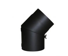 Kamino - Flam – Codo con válvula para chimenea de leña, Codo para estufa de leña, Codo vitrificado, Codo de escape – resistente a altas temperaturas – Negro, Ø 150 mm/45°C