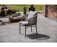 greemotion Silla apilable Calgary, Silla de jardín de Aluminio con cojín de Asiento 100% poliéster, Plata/Gris