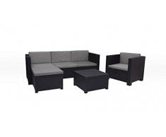 Shaf - Manhattan | Set Muebles de Salon Exterior - Conjunto Muebles Jardin Exterior 5 Plazas | Fabricado en España con Materiales Reciclados - Color Grafito