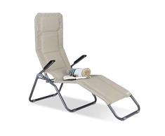 Relaxdays Tumbona Plegable XXL, Aluminio y poliéster, Beige, 90x71x185 cm