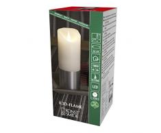 Konstsmide Velas de batería 3D de luz viva funciona con pilas parpadeante Vela de llama en movimiento cera real 4 o 8 horas Función de temporizador 1822-300 plata 17,5 cm x 7,5 cm