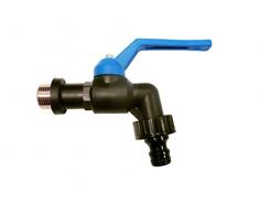 S&M 180033 - Grifo esfera antihielo 3/4, polipropileno negro, maneta color azul con toma automática plástico