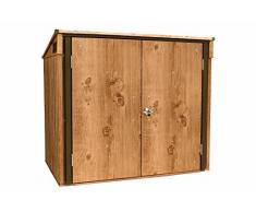 Duramax Cubre Cubos Imitaci&Oacuten Medidas 96x154x130 cm. Almacena 2 Basura, Imitación Madera