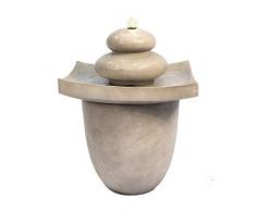 Teamson Home Fuente de Agua con Luces y Bomba para Jardín y Exteriores, Fuente de Agua de Lavabo de Esfera de 2 Niveles, Adorno de Cascada para Interiores, Decoración de Patio