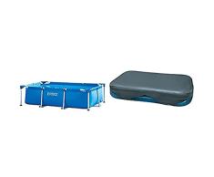 Intex 28271Np Small Frame Piscina Desmontable, 260 X 160 X 65 Cm, 2.282 Litros + 58412Np Cobertor Rectangular Piscina 305 X 183 Cm Y 262 X 175 Cm