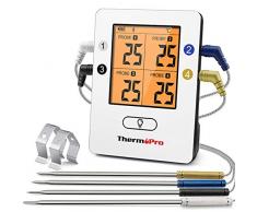 ThermoPro TP25 Termómetro Barbacoa Inalámbrico Bluetooth con 150m de Largo Alcance Termómetro de Cocina Digital con 4 Sondas para Parrilla Horno Ahumador Barbacoa Carne Carne Termómetro