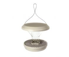 SWISSINNO Comedero para pájaros Davos SMART BIRDS, Alimente a los pájaros, no a los roedores, Robusto y fiable para colgar, Doble cámara de comida, Fabricado en Europa, Gris claro