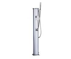 Formidra - Ducha solar Jolly Go 20L - DS-JG141NX - Ducha solar exterior de aluminio con ducha extraíble, mezclador y enjuague patas - Compacta y elegante - Acero inoxidable - 24 x 26 x 120 cm