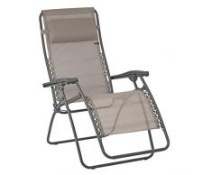 LAFUMA MOBILIER Tumbona Relax, Plegable y Ajustable, Sistema de Cordones, RSXA, Texplast, Color: Castaño, LFM2045-9147