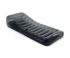 Intex 58723 Cool Grey Mat Colchoneta Hinchable, Flotador para Piscina, Capacidad 1 Persona, Peso Máximo Soportado 100 kg, Medidas 99 x 211 cm, con Porta Bebidas, Incluye Parche de Reparación